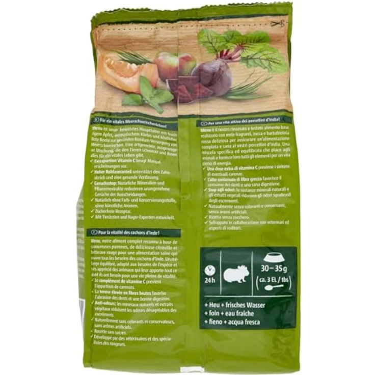 Vitakraft Menü Premium Vital, Natürliche Vollmahlzeit mit Kräuterkomplex für Meerschweinchen, 1 kg - ohne künstliche Farbstoffe oder Zucker, mit Apfel, Kürbis und Rote Beete – Bild 3