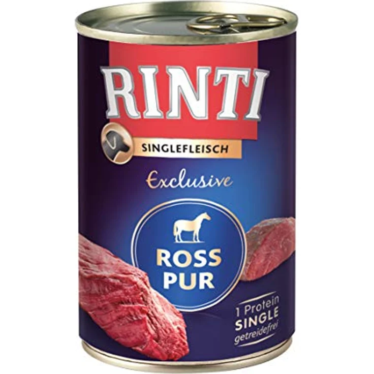 Rinti Singlefleisch 400 g, Alleinfutter für Hunde mit Ross pur, geeignet für Allergiker und ernährungssensible Hunde, ohne Getreide – Bild 1