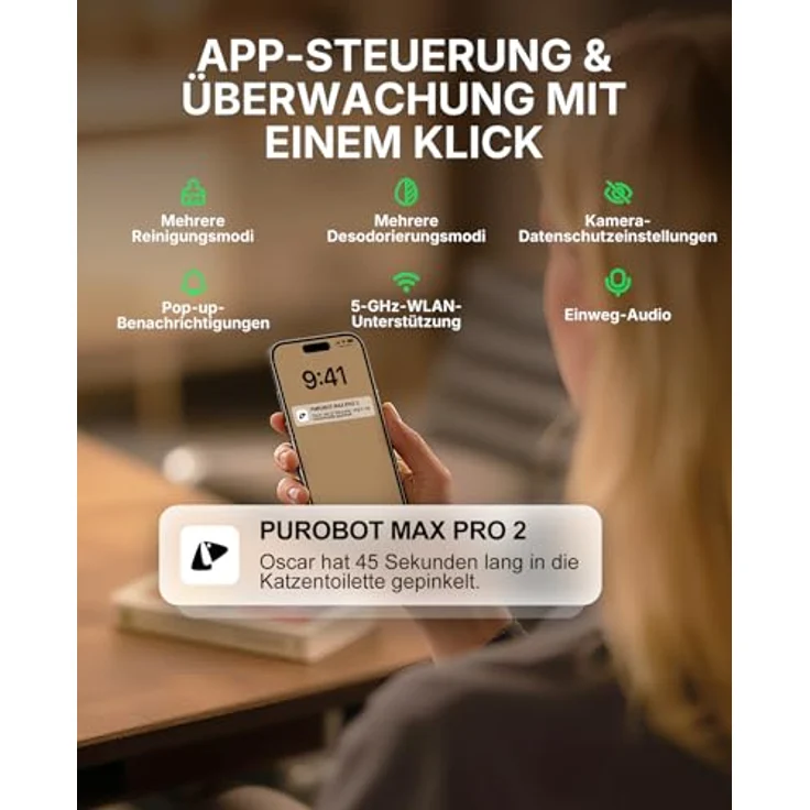 PETKIT PUROBOT Max Pro 2 Selbstreinigende Katzentoilette mit KI-Kamera, Präziser Mehrkatzen-Erkennung und Hygienischem Kordelzugsystem für Mehrere Katzen – Bild 5
