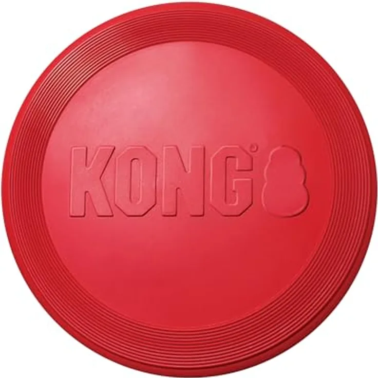 KONG Flyer, Langlebiges Outdoor Hundespielzeug aus Naturkautschuk, Wurfscheibe für Mittelgroße/Große Hunde, dynamischer Rückprall, strapazierfähig