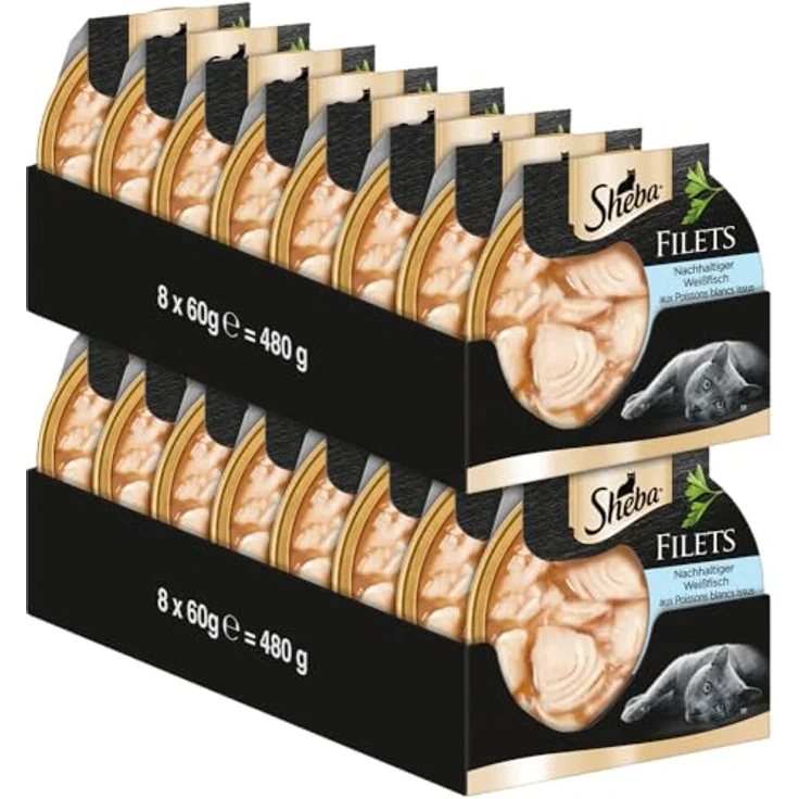 Sheba Schale Filets Weißfisch ASC, Katzen-Nassfutter mit 100% nachhaltig gefangenem Fisch, 16 x 60g – Bild 1