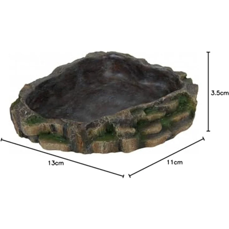 Trixie 76202 Wasser- und Futterschale für Reptilien, Beige, lebensmittelunbedenkliches Material mit innenliegender Treppe, 13 × 3,5 × 11 cm – Bild 2