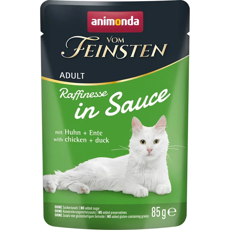animonda vom Feinsten Adult Raffinesse in Sauce mit Huhn und Ente, Katzen-Nassfutter, 24x85g