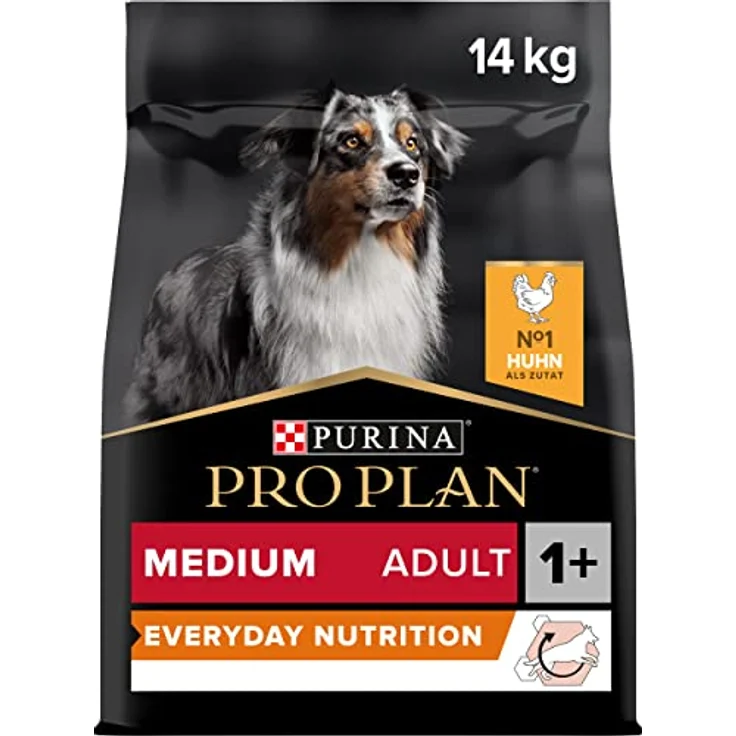 Pro Plan Medium Adult Sensitive Skin, Hundefutter trocken, reich an Huhn, 14 kg Beutel, für sensitive Haut und gesunde Gelenke – Bild 1