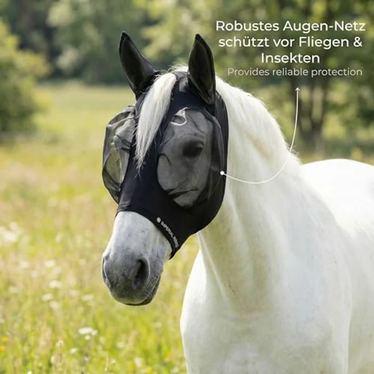 Imperial Riding Fliegenmaske „Trail Ride Basic“, elastischer Insektenschutz aus robustem Netzmaterial, Navy, Cob – Bild 2