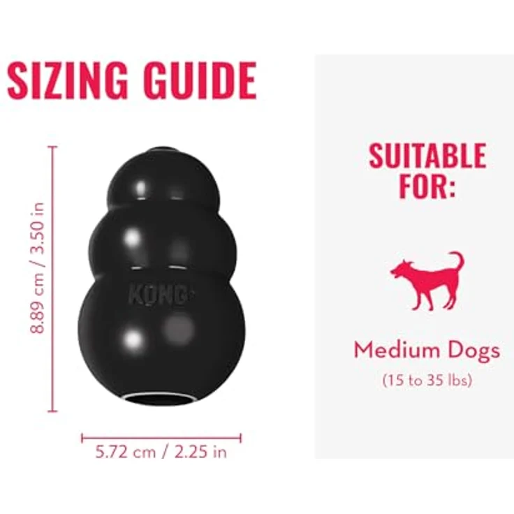 KONG Extreme Hundespielzeug - Apportier- und Kauspielzeug aus strapazierfähigem schwarzem Naturkautschuk - Leckerli-Spender für mittelgroße Hunde – Bild 4