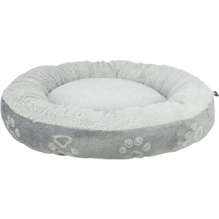 TRIXIE Hundebett Jimmy Soft, rundes Tierbett aus Softplüsch, hellgrau mit integriertem Kissen – Bild 3