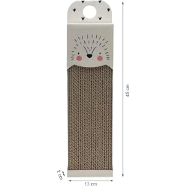Beeztees Kratzbrett Igel aus Karton, beige, 45 x 13 x 2 cm, mit Katzenminze und Papphaken für vertikales Kratzen – Bild 7