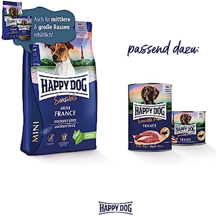 Happy Dog Sensible Trockenfutter Hund Adult Mini France, getreidefreie Rezeptur mit Gourmet-Ente, 800 g – Bild 5