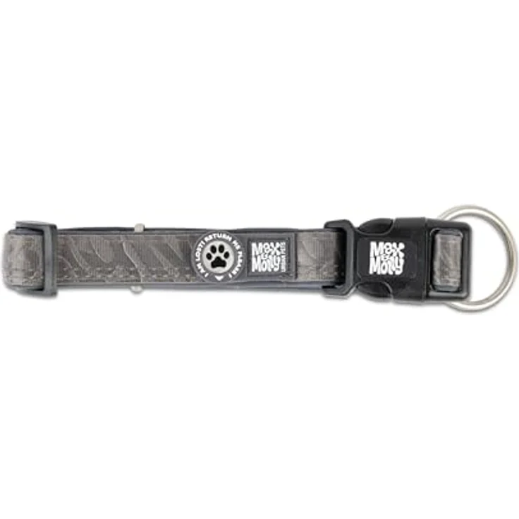 Max & Molly Hundehalsband Matrix 2.0, gepolstert & reflektierend mit Gotcha! Smart ID Sicherheitsanhänger, Stein/S, stufenlos verstellbar – Bild 4