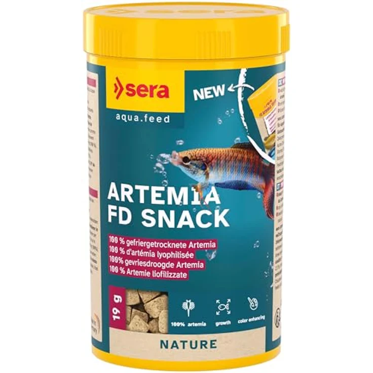 sera Artemia FD Snack 250 ml, gefriergetrockneter Snack aus 100% Artemia Salina, hoher Proteinanteil, fördert die Farbausprägung – Bild 1
