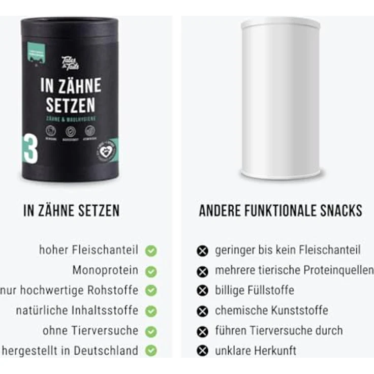 Tales & Tails In Zähne setzen Zahnpflege-Snack für Hunde, getreidefrei, allergikergeeignet, 325g Dose – Bild 5