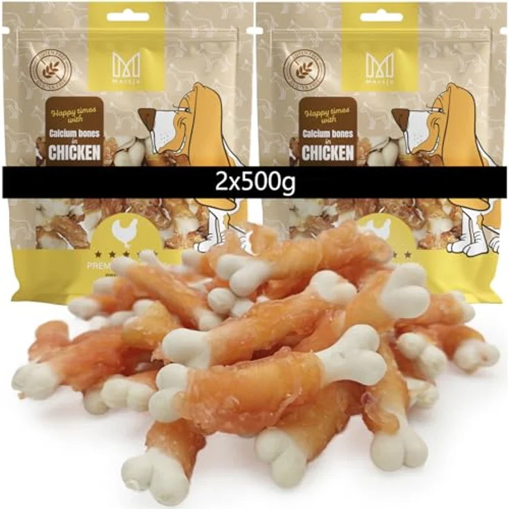 MERSJO Hundeleckerlis Kalzium-Huhn, 2x500g, glutenfrei, 60% Huhn, hoher Proteingehalt, ideal für alle Altersstufen – Bild 1