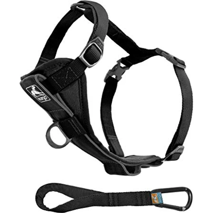 Kurgo Tru-Fit Smart Hundegeschirr, Größe M, Schwarz, mit gepolstertem Brustteil und Autosicherheitsgurt, Anti-Zug Training Clip – Bild 1