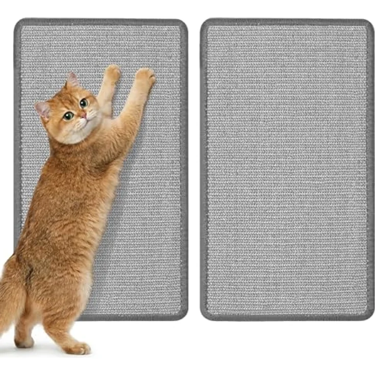 Gimars Sisal Kratzmatte 2er Set für Katzen, 50x30cm, selbstklebend, rutschfest, grau, Kratzschutz für Sofa & Wand – Bild 1