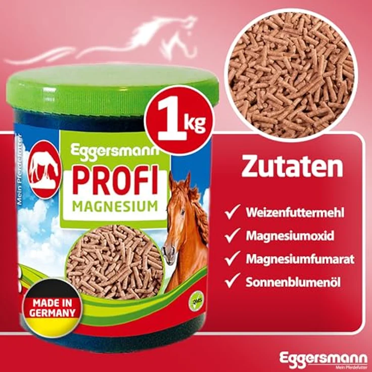 Eggersmann Mein Pferdefutter Profi Magnesium 1 kg – Ergänzungsfuttermittel für Pferde – Unterstützung der Muskulatur, Entspannung mit Magnesium, Tryptophan und B-Vitaminen – Bild 5
