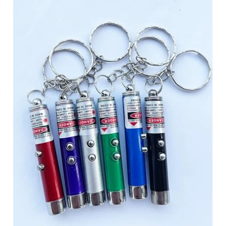 HLXJR 6 Stück LED Pointer Spielzeug für Katzen und Hunde, Interaktives Fangspiel in Rot, Blau, Schwarz, Silber, Lila, Grün, Aluminiumgehäuse, inkl. Taschenlampenfunktion – Bild 3
