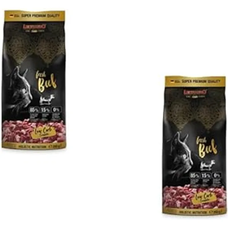 Leonardo Fresh Beef & Poultry Low Carb Formula, Alleinfuttermittel für ausgewachsene Katzen, Doppelpack 2 x 250 g, unterstützt pH-Wert-Optimierung und Plaque-Reduktion