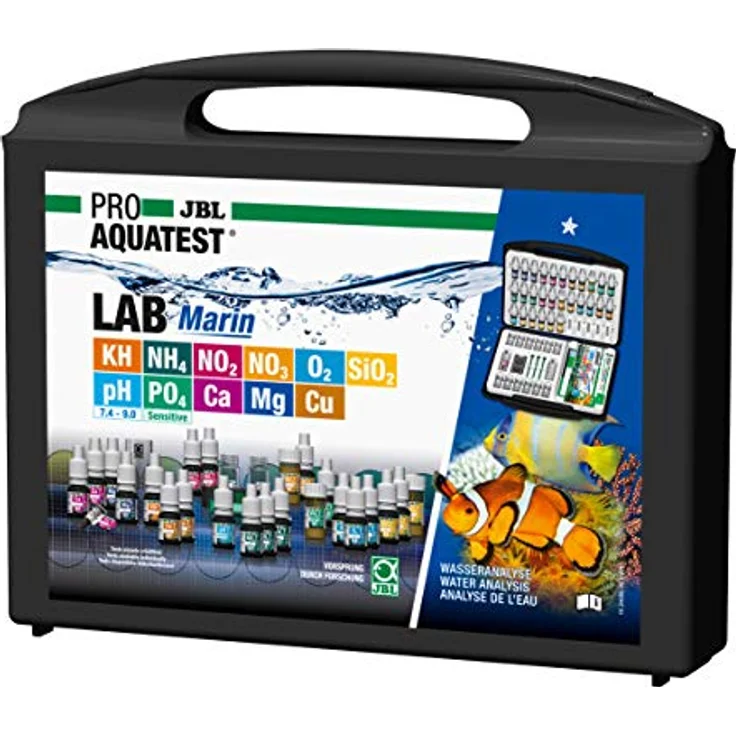 JBL Wassertest-Koffer ProAquaTest Lab Marin, mit 11 Tests für Meerwasser-Aquarien, inklusive umfangreichem Zubehör und kindersicheren Reagenzflaschen – Bild 1