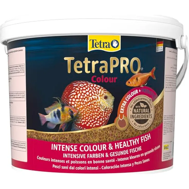 Tetra Pro Colour Multi-Crisps, Premium Fischfutter mit Farbkonzentrat für farbenprächtige Zierfische, 10 L Eimer