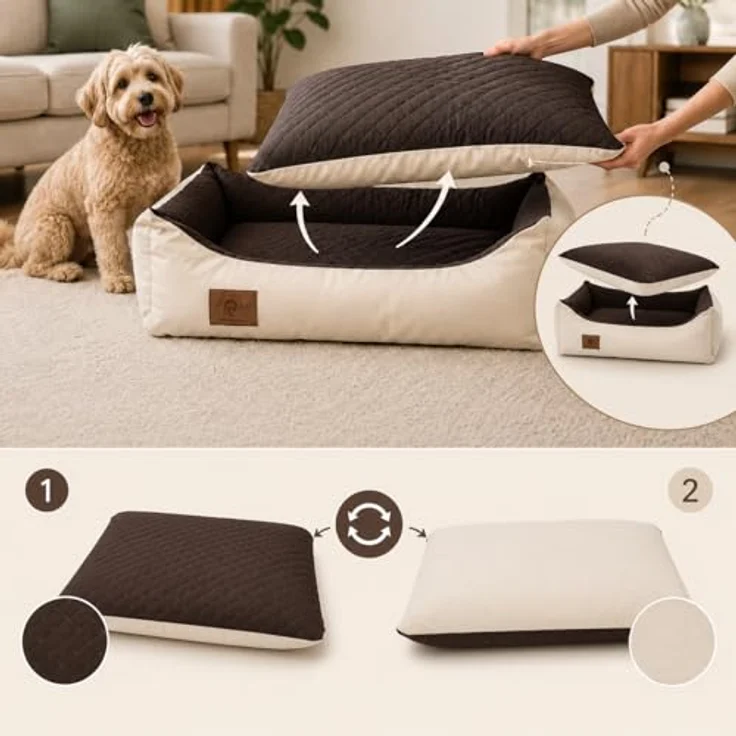 Odolplusz XXL Hundebett 100x70cm, Abnehmbarer & wasserdichter Bezug, Waschbar & Robust, Für große und mittelgroße Hunde – Bild 5