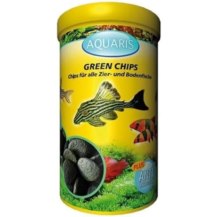Aquaris AQUARIS Green Chips Fischfutter für Welse, 125 g, leicht verdaulich, ohne Wassertrübung, deutsche Qualität