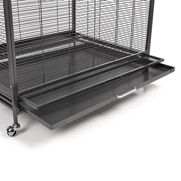 Montana Cages Premium Voliere New Sydney I Antik, Vogelkäfig für Sittiche und kleine Papageien, inkl. 2 Näpfe, 4 Lenkrollen, AVILON Pulverbeschichtung, ca. 90 x 70 x 180 cm – Bild 3