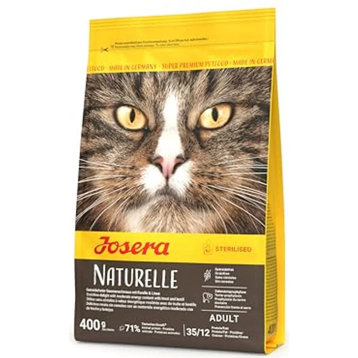 JOSERA Naturelle Adult, Premium Trockenfutter für ausgewachsene sterilisierte Katzen, Forelle & Linse, getreidefrei, 400 g – Bild 1