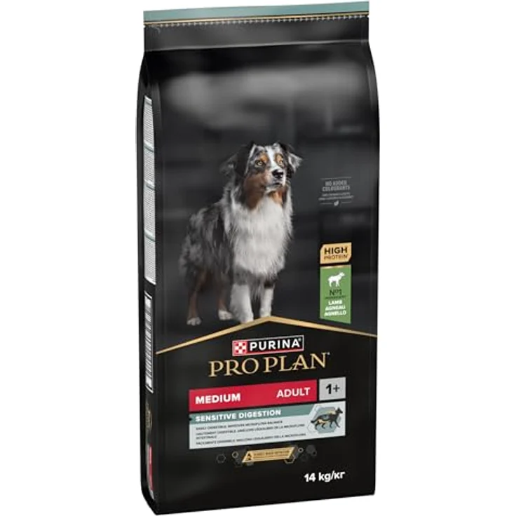 PURINA PRO PLAN Medium Adult Lamm & Reis Sensitive Digestion, Sparpaket 2 x 14 kg, Hochverdauliches Trockenfutter für mittelgroße Hunde mit Prebiotika und hochwertigem Lamm – Bild 3