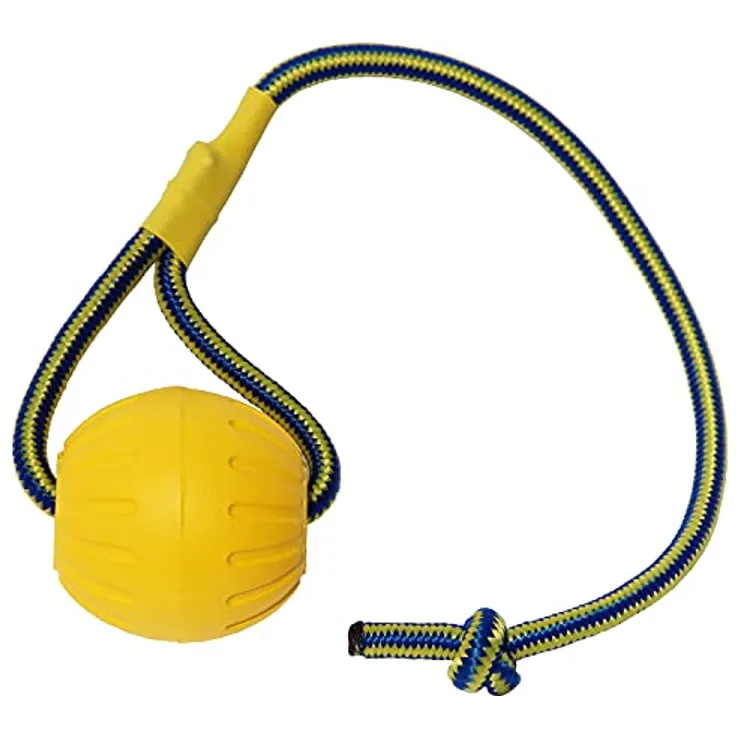 MMSGA Fling Durafoam Ball mit Seil, Hunde-Wasserspielzeug für kleine und mittelgroße Hunde, 7 cm, reißfestes Schaumstoffmaterial, schwimmfähig