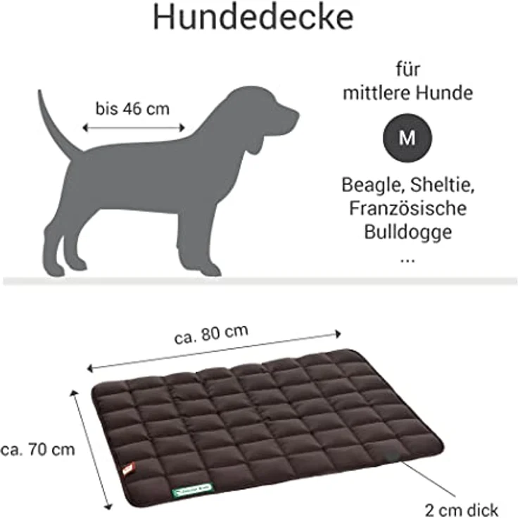 Doctor Bark Hundedecke M, hochwertige Hundematte für mittlere Hunde, waschbar bis 95°C, robust für Indoor & Outdoor, braun, 80x70 cm – Bild 3