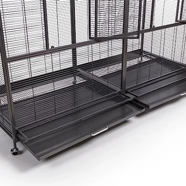 Montana Cages New Sydney II, Premium Vogelkäfig XXL für Sittiche und Finken, Antik Edition, inkl. 2 Näpfe & Sitzstangen, 6 Lenkrollen, AVILON Pulverbeschichtung, ca. 180 x 70 x 180 cm – Bild 4