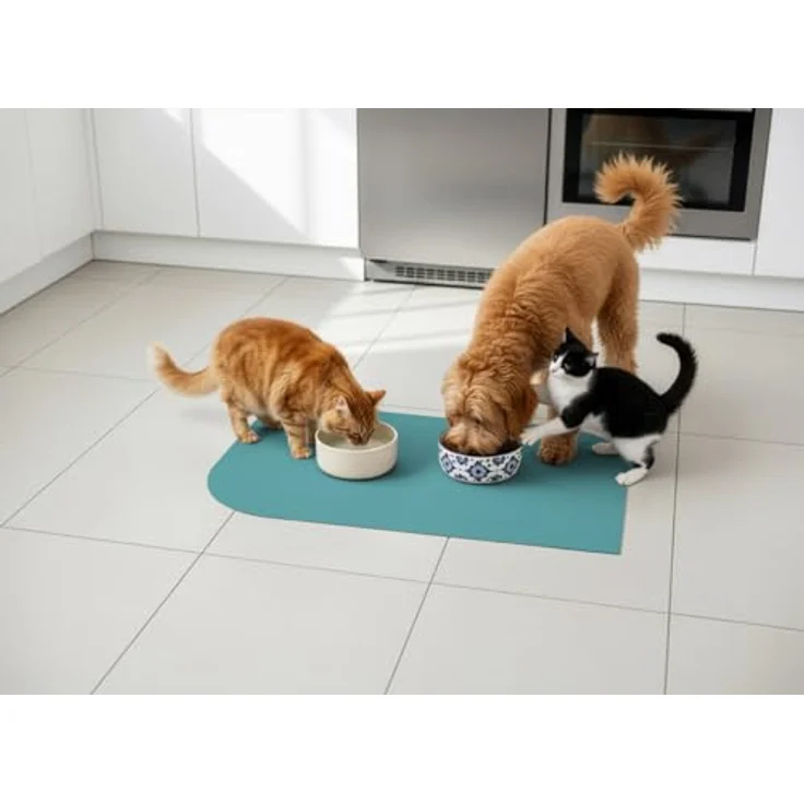 SANOZOO® Napfunterlage „Blatt“, beidseitig rutschfest & waschbar, Futtermatte für Hund & Katze, Made in Germany Petrol 60 x 90 cm – Bild 2