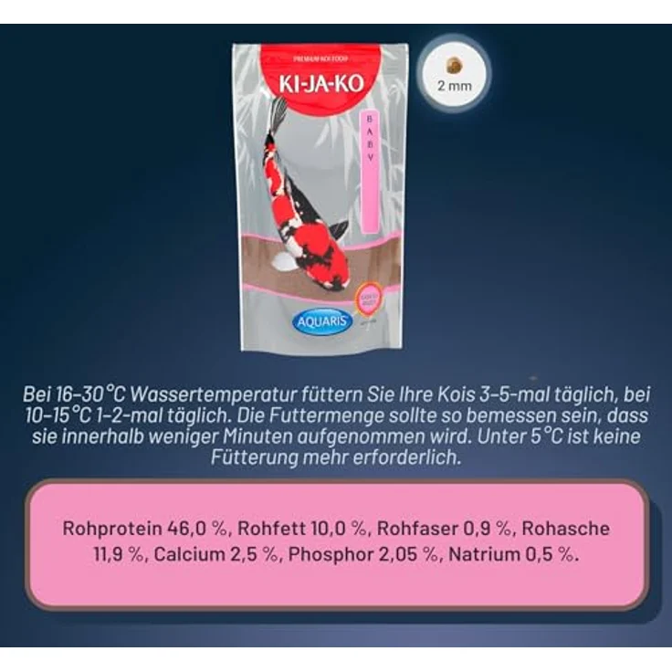 KI-JA-KO Baby Koi Futter, 500g / 2mm Pellets - Hoher Proteingehalt mit Präbiotika für gesundes Wachstum und optimale Verdauung – Bild 4