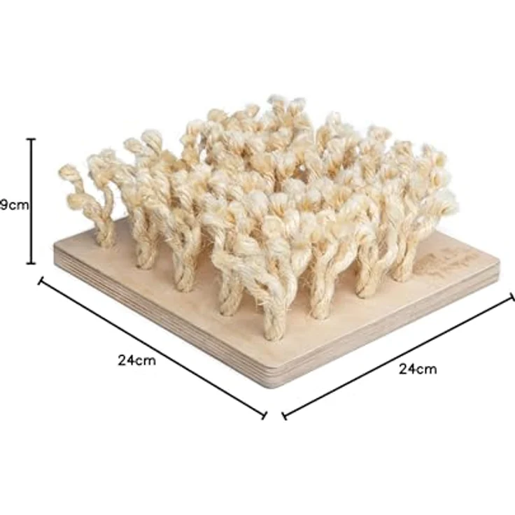 BunnyNature by puppijames Schnüffelbrett, Suchspiel mit Sisal-Fransen aus natürlichem Sisal, 24,2 x 9 x 24,2 cm, stabiles Birkenholz – Bild 2