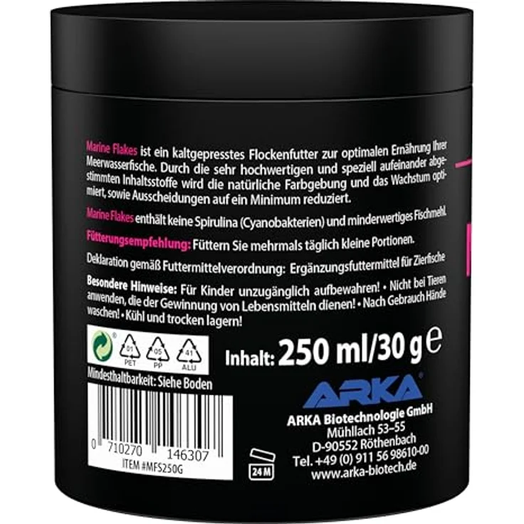 ARKA Flockenfutter Meerwasserfische 250 ml - Kaltgepresstes Hauptfutter für gesunde Zierfische, fördert Farbenpracht und Vitalität – Bild 2