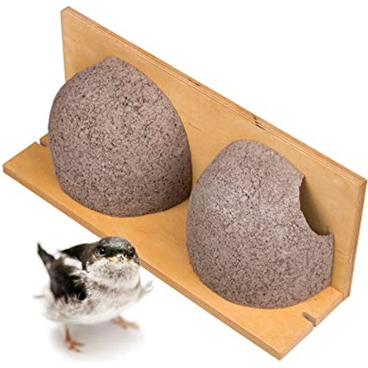 Bigdean - 3x Schwalbennistkasten Doppelnest Schwalbennest Mehlschwalbennest Nistkasten Nisthilfe Schwalben Holzbeton – Bild 3