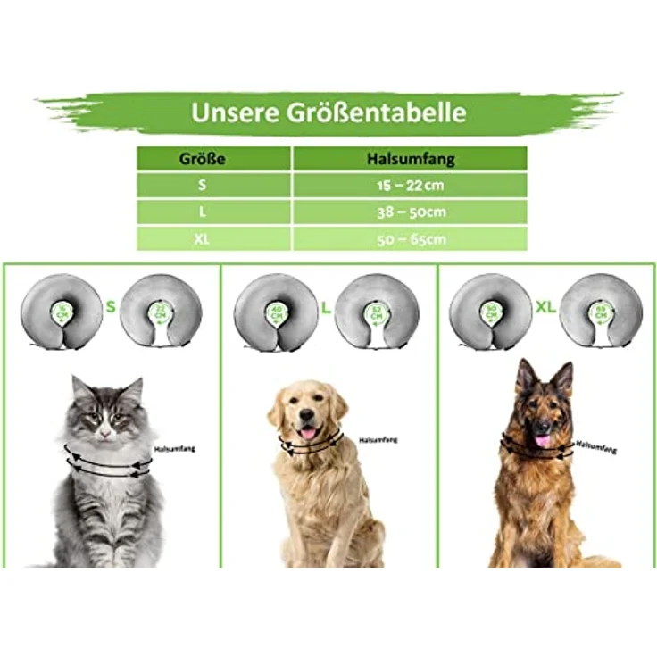 MC-Royal® Premium Halskrause, aufblasbare Halskrause für Hunde und Katzen mit ergonomischem Design, waschbarem Velourbezug, zuverlässigem Klettverschluss und einfacher Handhabung – Bild 2