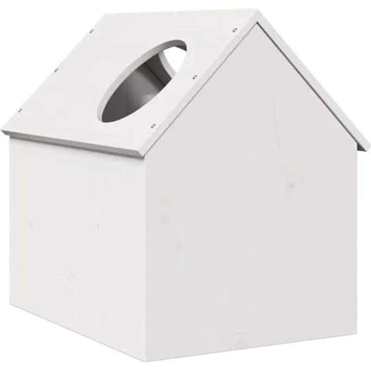 vidaXL Katzenhaus Weiß, 41x50x50 cm, Massivholz Kiefer, geräumiges Katzenbett mit stabilen Trittstufen und Dach, ideal für Innenräume – Bild 5