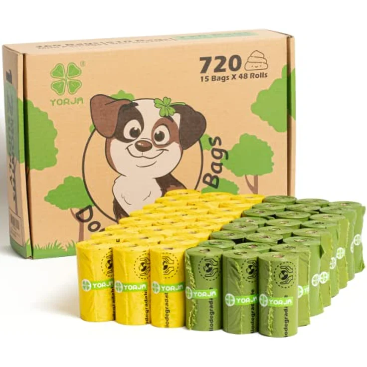 YORJA Hundekotbeutel, biologisch abbaubare Kotbeutel für Hunde, 720 Stück, extra groß 23x33 cm, dick und stark, auslaufsicher – Bild 1