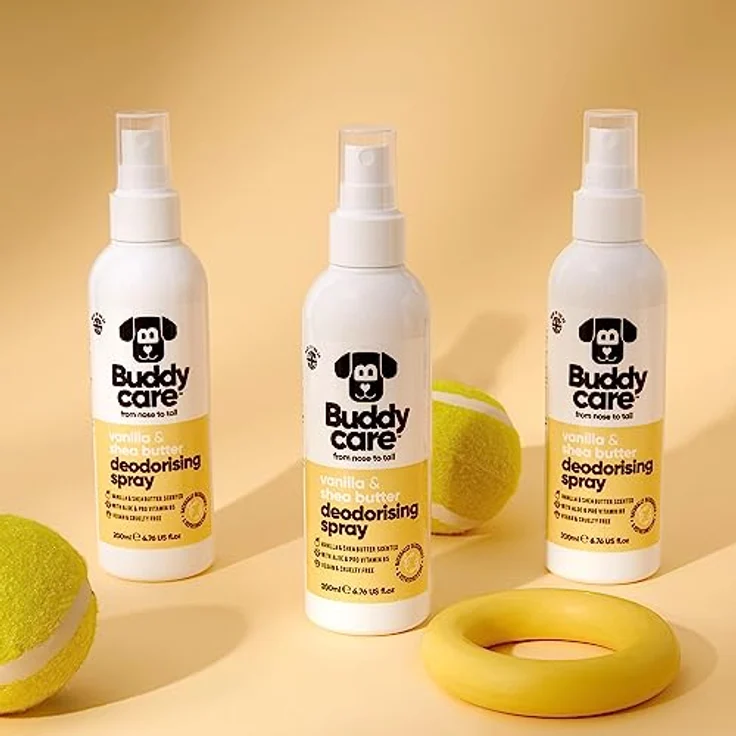 Buddycare Desodorierungsspray für Hunde, Vanille & Sheabutter, mit Aloe Vera und Pro-Vitamin B5, 200 ml – Bild 4