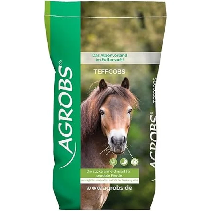 Agrobs Teffcobs 20 kg, Pferdefutter mit geringem Zucker-, Fruktan- und Stärkegehalt für empfindliche Pferde – Bild 1