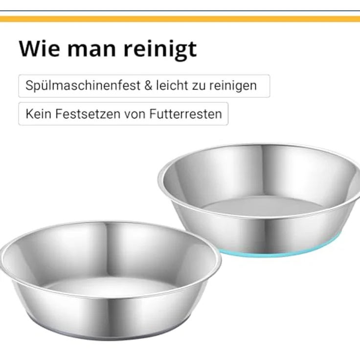 PEGGY11 Edelstahl Futternapf für kleine und mittelgroße Hunde, 720 ml, rutschfest mit Silikonboden, stabil & leise, 2er Set – Bild 3