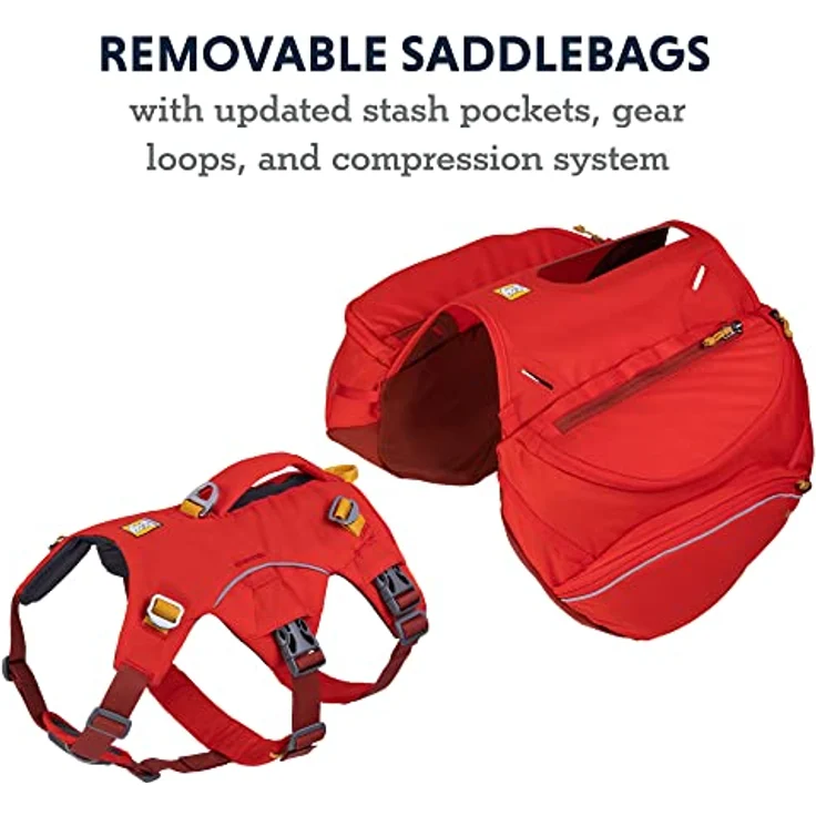 RUFFWEAR Palisades Hunderucksack, tragbarer Geschirrsack mit Satteltaschen und Leinenbefestigungspunkt für Wandern und Camping, Red Sumac, Small – Bild 3