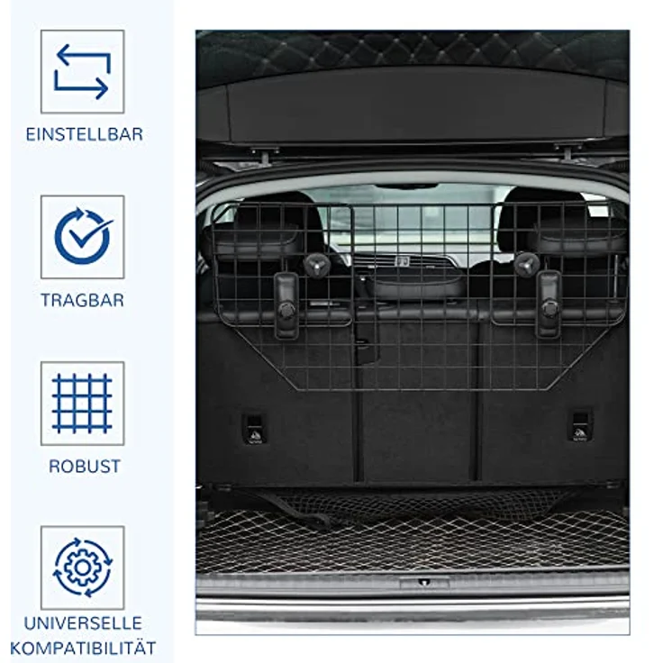 PawHut Hundegitter Auto Universal, Autoschutzgitter für Hunde mit stufenlos verstellbarer Breite 90-120 cm, Trenngitter aus pulverbeschichtetem Metall – Bild 3