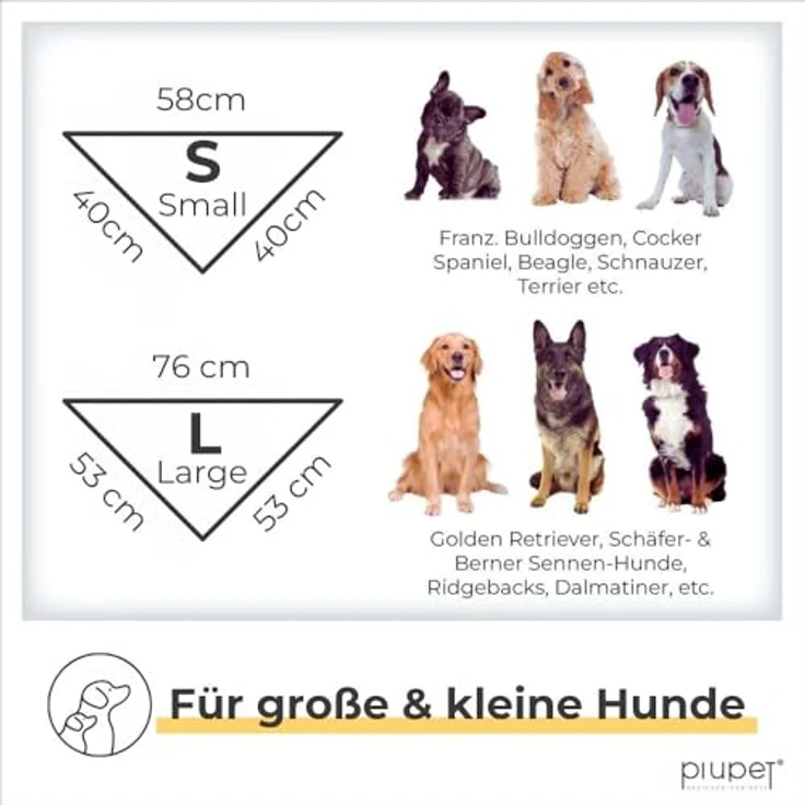 PiuPet® Hundehalstuch 2er Set, stylisches Bandana für große und kleine Hunde, 100% Baumwolle, waschbar, Blau/Türkis, Größe S (58x40x40cm) – Bild 3
