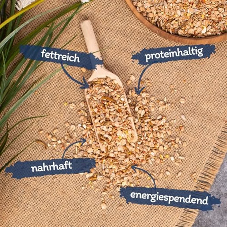 Lyra Pet® 20 kg ALB-MÜHLE Protein-Mix, hochwertiges Vogelfutter mit Mehlwürmern, ganzjährige Energiequelle für Wildvögel, proteinreich und nährstoffreich – Bild 2