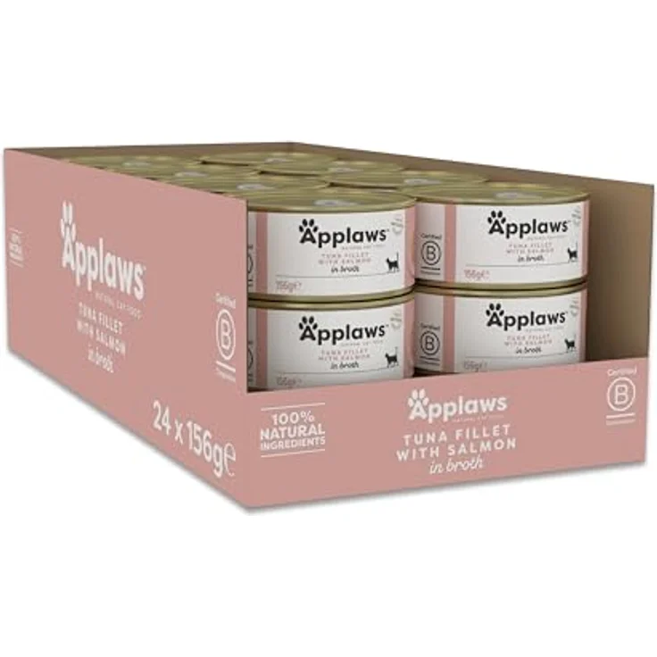 Applaws 100% Natural Premium Katzennassfutter Thunfischfilet mit Lachs in Brühe, Packung mit 24 x 156g Dosen, ohne Getreide, hoher Proteingehalt, natürliche Omega-3- und Omega-6-Quelle – Bild 2