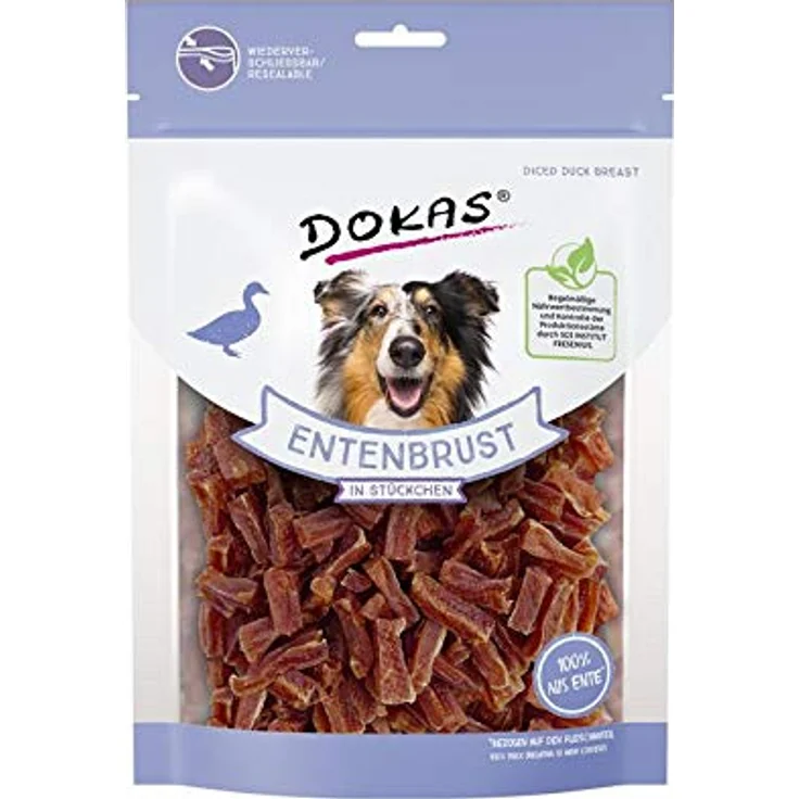 Dokas Fleischstückchen - Sparpaket: 2 x 200 g Entenbrustfilets, fettarm, zuckerfrei, Single-Protein-Quelle, wiederverschließbar – Bild 1