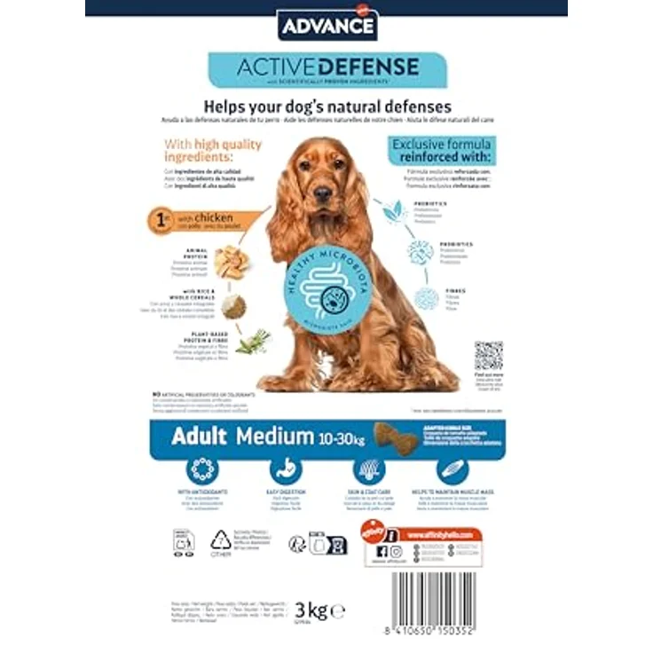 Advance Medium Adult Trockenfutter für Hunde, 3 kg Packung mit moderatem Protein- und Fettgehalt, Zahnsteinprophylaxe und Immunstärkung – Bild 3